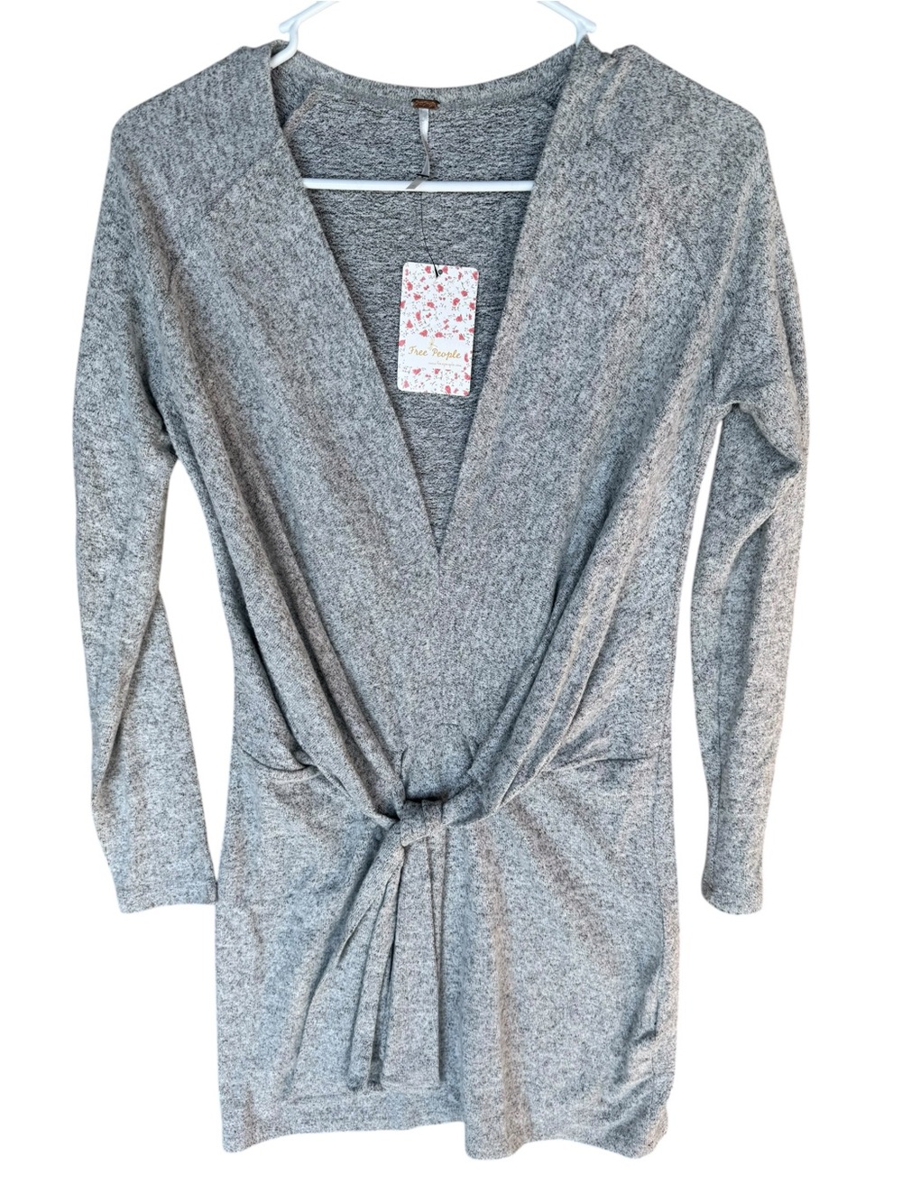 Free People NWT Gray Long Sleeve Twist Front Dress